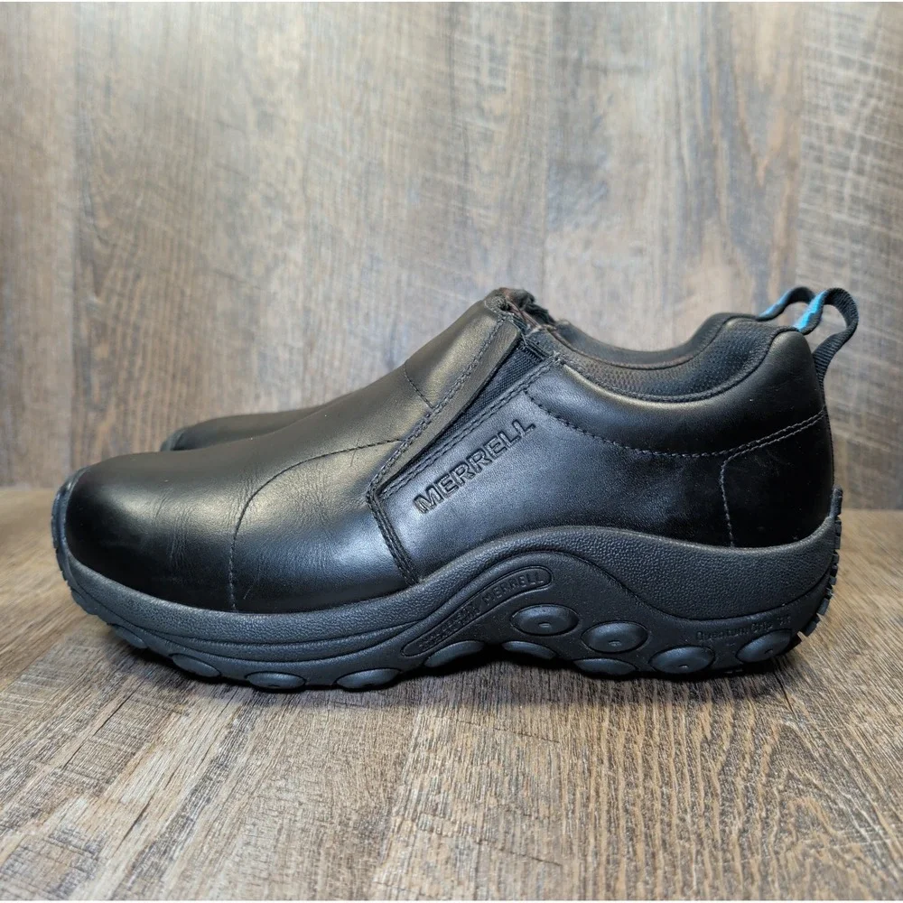 Merrell Men's Size 9 Black Jungle Moc 2 Pro Black Leather Shoes Waterproof